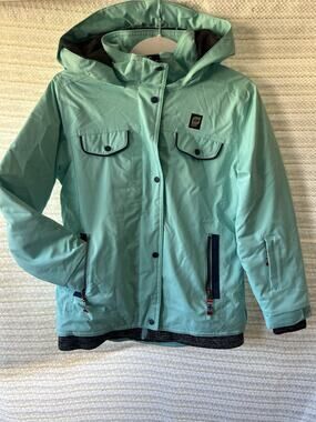 Orage Girls Medium (10) Insulated Full Zip Hooded Ski Snowboard Jacket Ice